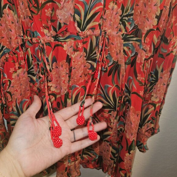 FARM RIO Red pineapple bloom v neck mini dress *flawed* - Picture 12 of 12